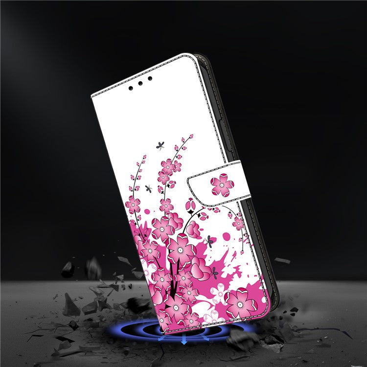 For Honor X9 5G Scratch-Resistant Mobile Phone Case Shockproof Pattern Wallet Stand Cover - Flower Vine
