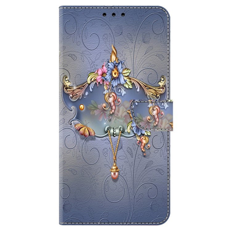 For Honor X9 5G Scratch-Resistant Mobile Phone Case Shockproof Pattern Wallet Stand Cover - Carving Flower