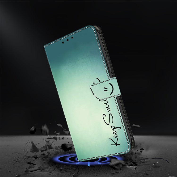 For Honor X9 5G Scratch-Resistant Mobile Phone Case Shockproof Pattern Wallet Stand Cover - Keep Smile