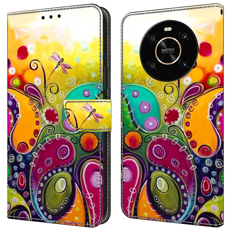 For Honor X9 5G Scratch-Resistant Mobile Phone Case Shockproof Pattern Wallet Stand Cover - Colorful Flower Vine