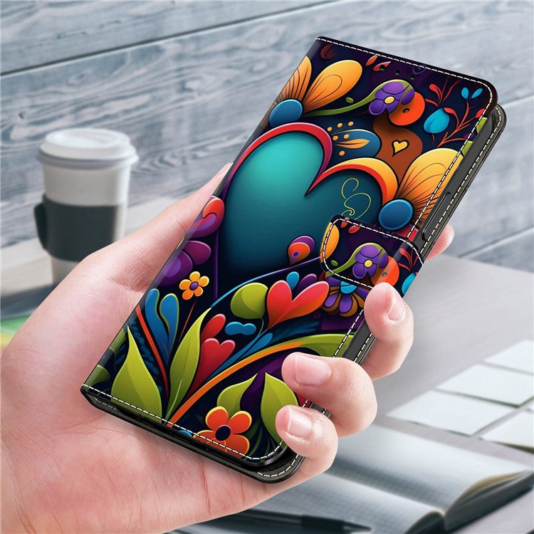 For Honor X9 5G Scratch-Resistant Mobile Phone Case Shockproof Pattern Wallet Stand Cover - Paint Flower