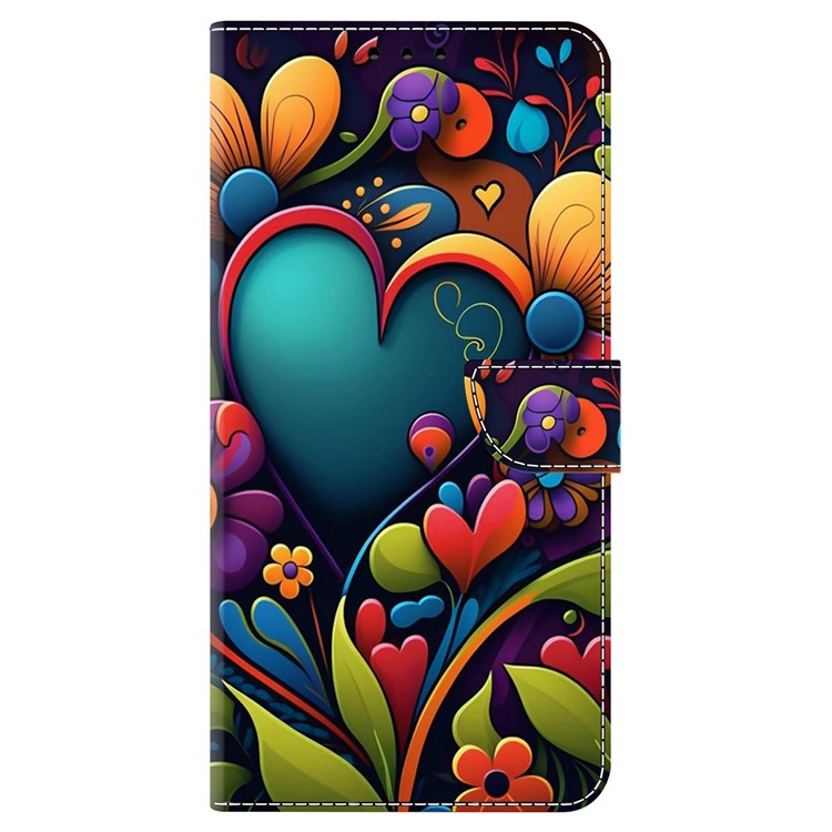 For Honor X9 5G Scratch-Resistant Mobile Phone Case Shockproof Pattern Wallet Stand Cover - Paint Flower