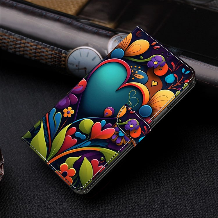 For Honor X9 5G Scratch-Resistant Mobile Phone Case Shockproof Pattern Wallet Stand Cover - Paint Flower