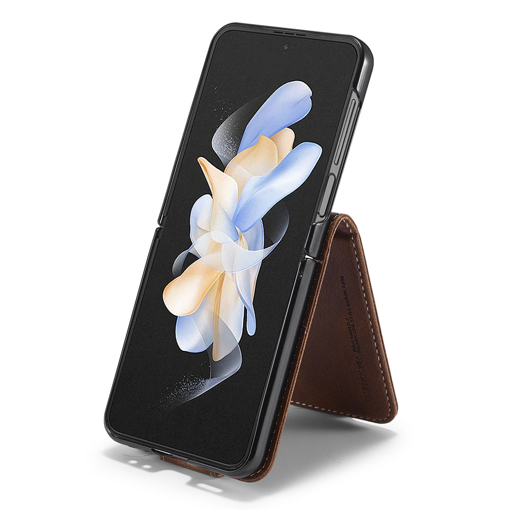 LC.IMEEKE For Samsung Galaxy Z Flip6 5G Phone Case RFID Blocking Card Slot PU Leather Cover - Brown