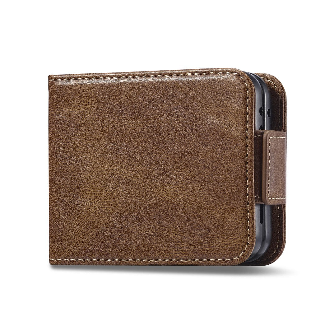 LC.IMEEKE For Samsung Galaxy Z Flip7 FE 5G / Z Flip6 5G Phone Case RFID Blocking Card Slot PU Leather Cover - Brown