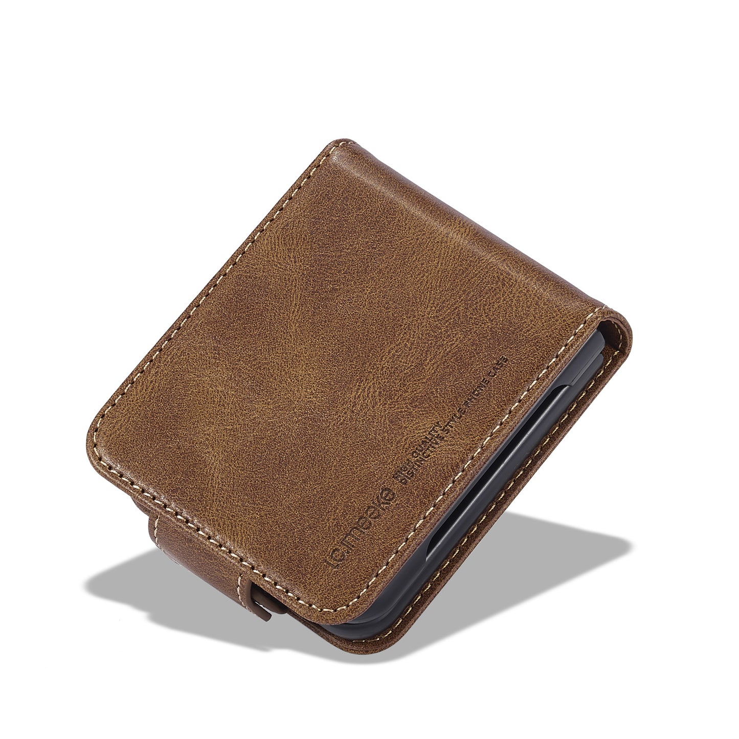 LC.IMEEKE For Samsung Galaxy Z Flip6 5G Phone Case RFID Blocking Card Slot PU Leather Cover - Brown