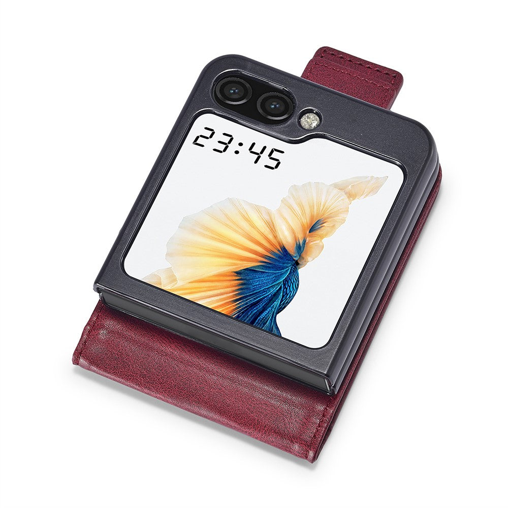 LC.IMEEKE For Samsung Galaxy Z Flip7 FE 5G / Z Flip6 5G Phone Case RFID Blocking Card Slot PU Leather Cover - Red