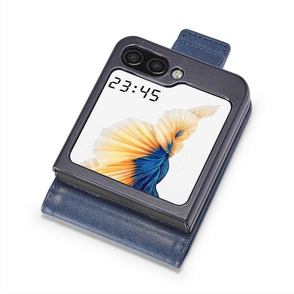 LC.IMEEKE For Samsung Galaxy Z Flip7 FE 5G / Z Flip6 5G Phone Case RFID Blocking Card Slot PU Leather Cover - Blue