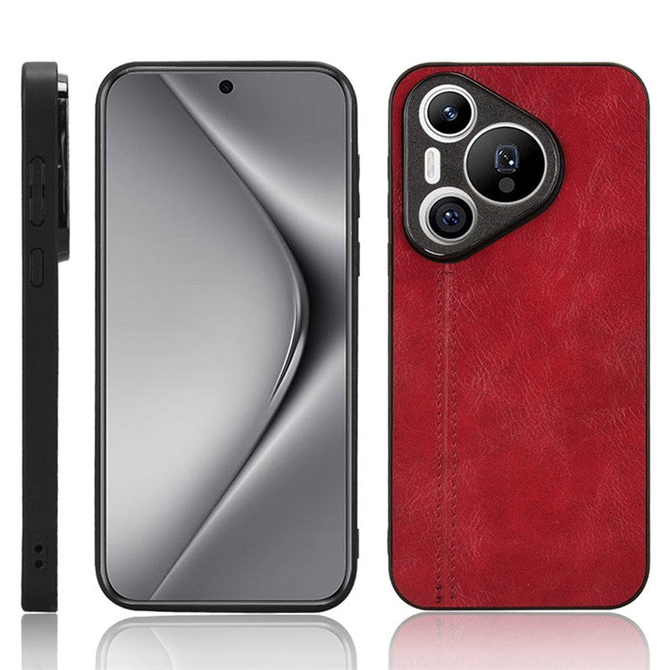 For Huawei Pura 70 Case PU+PC+TPU Phone Back Cover Stitching Line Design - Red