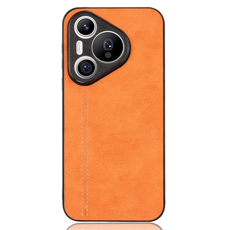 For Huawei Pura 70 Case PU+PC+TPU Phone Back Cover Stitching Line Design - Orange