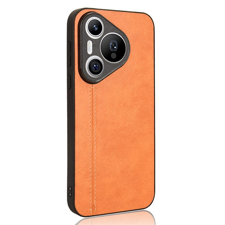 For Huawei Pura 70 Case PU+PC+TPU Phone Back Cover Stitching Line Design - Orange