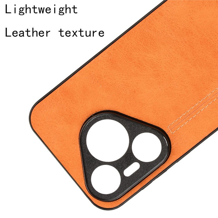 For Huawei Pura 70 Case PU+PC+TPU Phone Back Cover Stitching Line Design - Orange