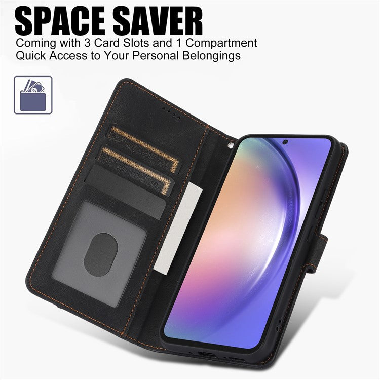 For Samsung Galaxy A05s 4G Wallet Phone Cases Shock Absorbing Leather Flip Cover - Black
