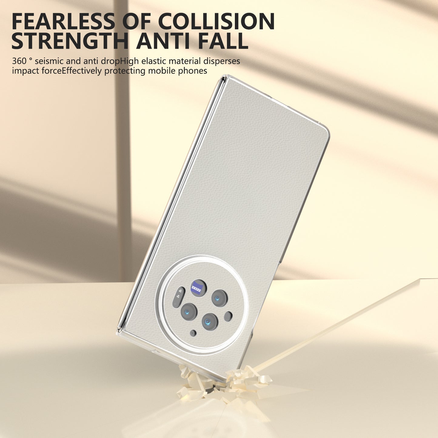 ABEEL For vivo X Fold3 Case Genuine Cow Leather+PC Matte Edge Anti-Drop Back Phone Cover - White