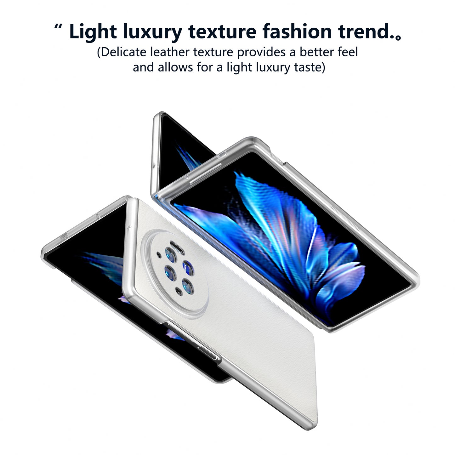 ABEEL For vivo X Fold3 Case Genuine Cow Leather+PC Matte Edge Anti-Drop Back Phone Cover - White