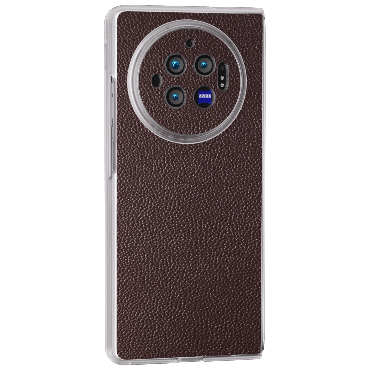 ABEEL For vivo X Fold3 Case Genuine Cow Leather+PC Matte Edge Anti-Drop Back Phone Cover - Coffee
