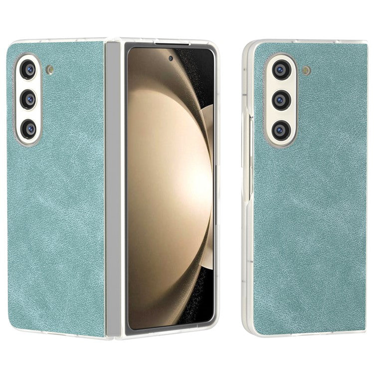 For Samsung Galaxy Z Fold 5G Case PU Leather+PC Matte Edge Anti-Fingerprint Back Phone Cover - Baby Blue