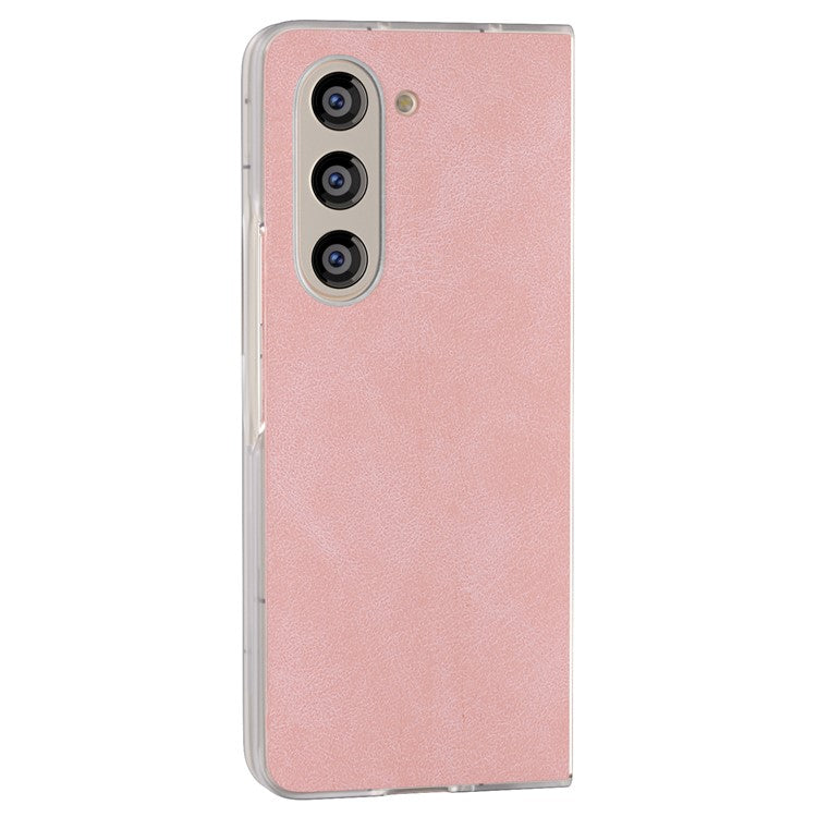 For Samsung Galaxy Z Fold 5G Case PU Leather+PC Matte Edge Anti-fingerprint Back Phone Cover - Pink