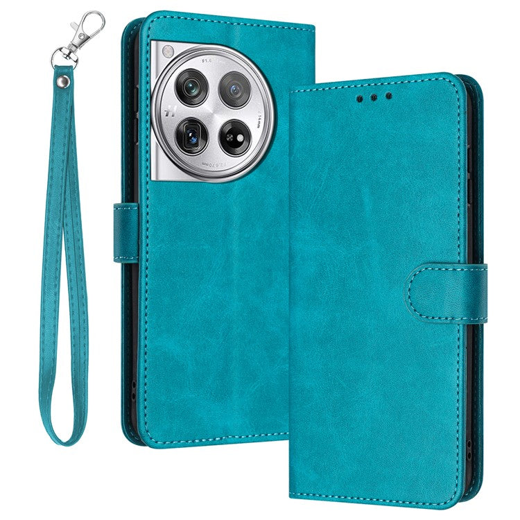 For Oneplus 12 5G Cell Phone Case PU Leather Flip Stand Protective Shell Calf Texture - Green