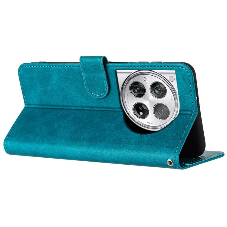 For Oneplus 12 5G Cell Phone Case PU Leather Flip Stand Protective Shell Calf Texture - Green