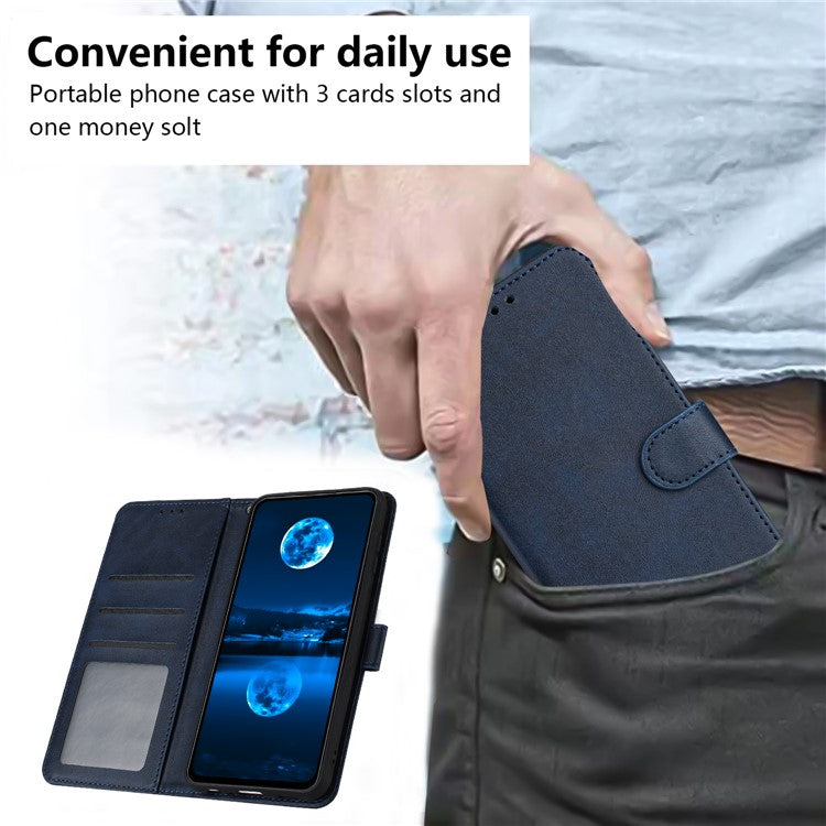 For OnePlus 11 5G Phone Shell Calf Texture PU Leather+TPU Protective Cover with Wrist Strap - Sapphire