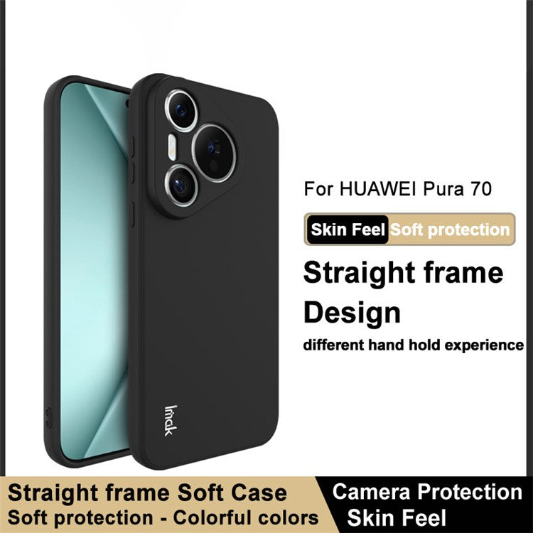 IMAK UC-4 Series For Huawei Pura 70 Flexible TPU Case Straight Edge Protective Phone Cover - Black