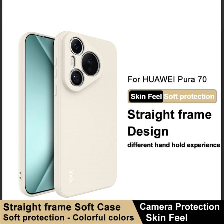 IMAK UC-4 Series For Huawei Pura 70 Flexible TPU Case Straight Edge Protective Phone Cover - White