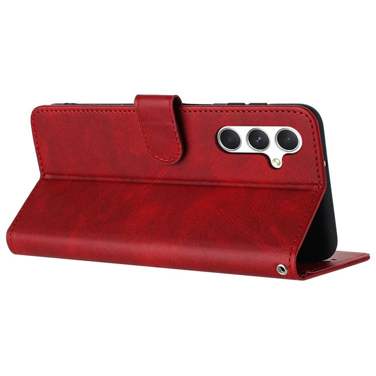 For Samsung Galaxy A54 5G Cover Anti-Scratch Cell Phone Shell with Wallet Function - Red
