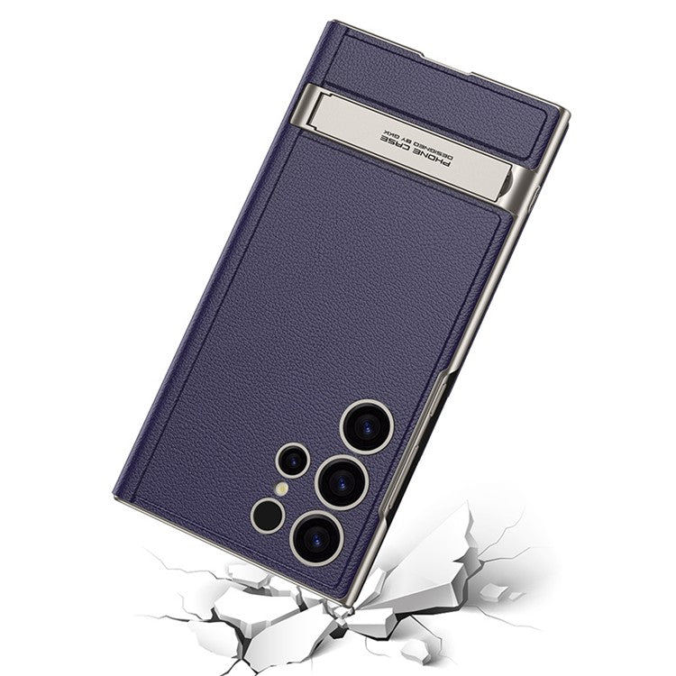GKK For Samsung Galaxy S24 Ultra Phone Case Hidden Kickstand Leather Flip Cover with Card Holder - Purple