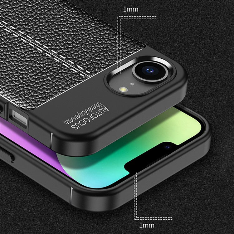 For iPhone 16e Cell Phone Case Litchi Texture TPU Back Cover - Blue