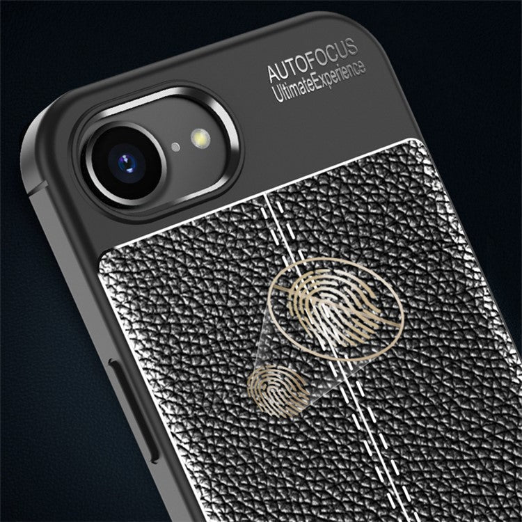 For iPhone 16e Cell Phone Case Litchi Texture TPU Back Cover - Blue