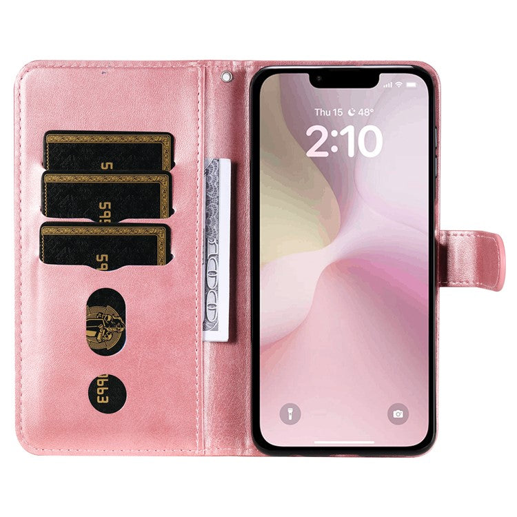 For iPhone 16e Wallet Case Zipper Pocket Leather Phone Cover Wholesale - Pink