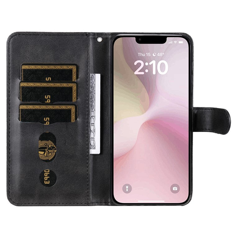 For iPhone 16e Wallet Case Zipper Pocket Leather Phone Cover Wholesale - Black