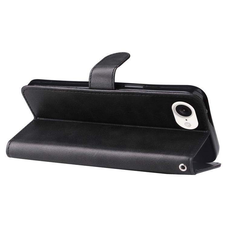 For iPhone 16e Wallet Case Zipper Pocket Leather Phone Cover Wholesale - Black