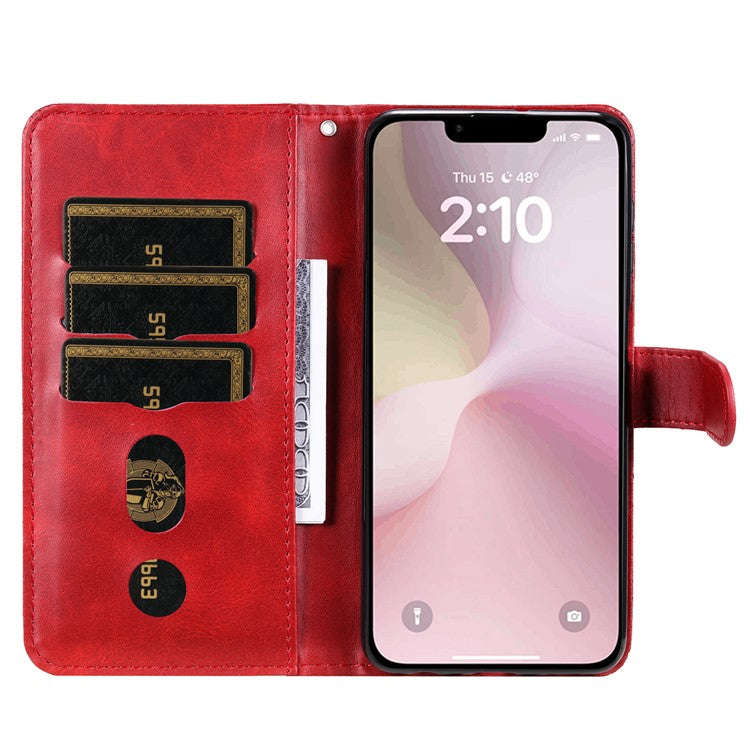 For iPhone 16e Wallet Case Zipper Pocket Leather Phone Cover Wholesale - Red
