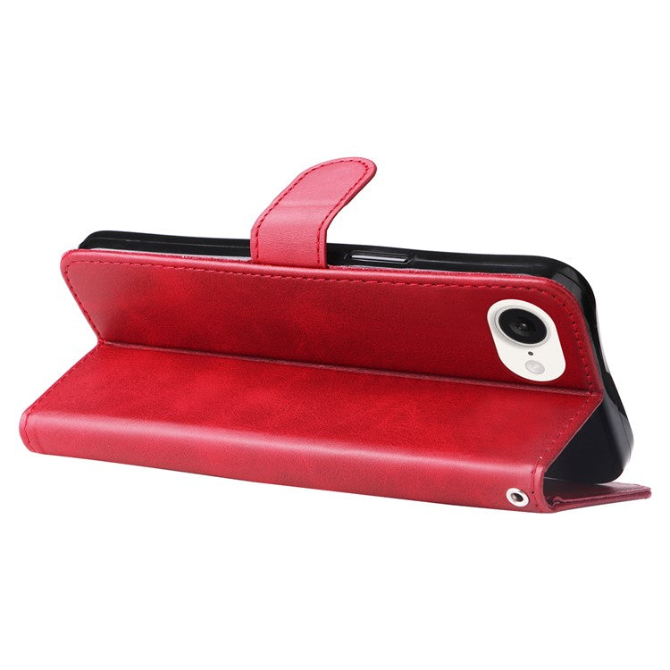 For iPhone 16e Wallet Case Zipper Pocket Leather Phone Cover Wholesale - Red