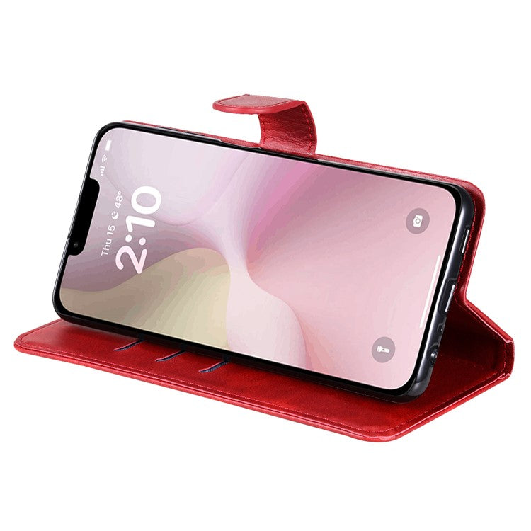 For iPhone 16e Wallet Case Zipper Pocket Leather Phone Cover Wholesale - Red