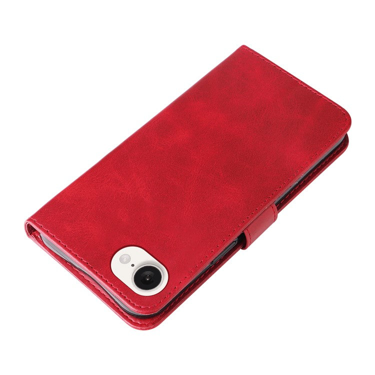 For iPhone 16e Wallet Case Zipper Pocket Leather Phone Cover Wholesale - Red