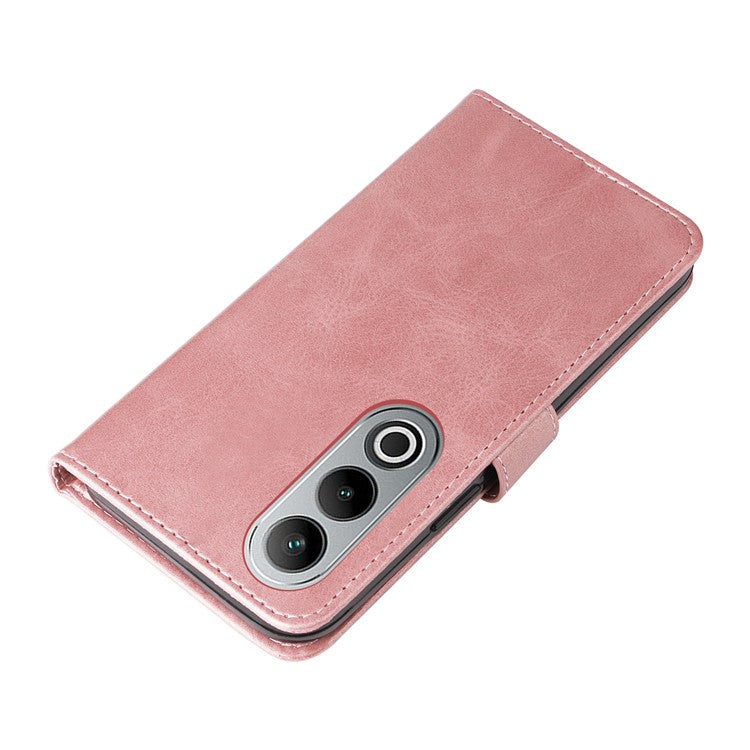 For OnePlus Nord CE4 5G / Oppo K12 Case Calf Texture PU Leather Zipper Pocket Wallet Phone Cover - Pink