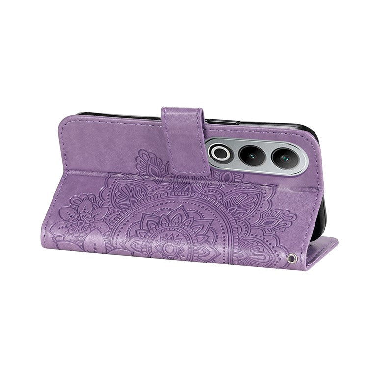For OnePlus Nord CE4 5G / Oppo K12 Case Flower PU Leather Phone Cover with Wallet Stand - Purple