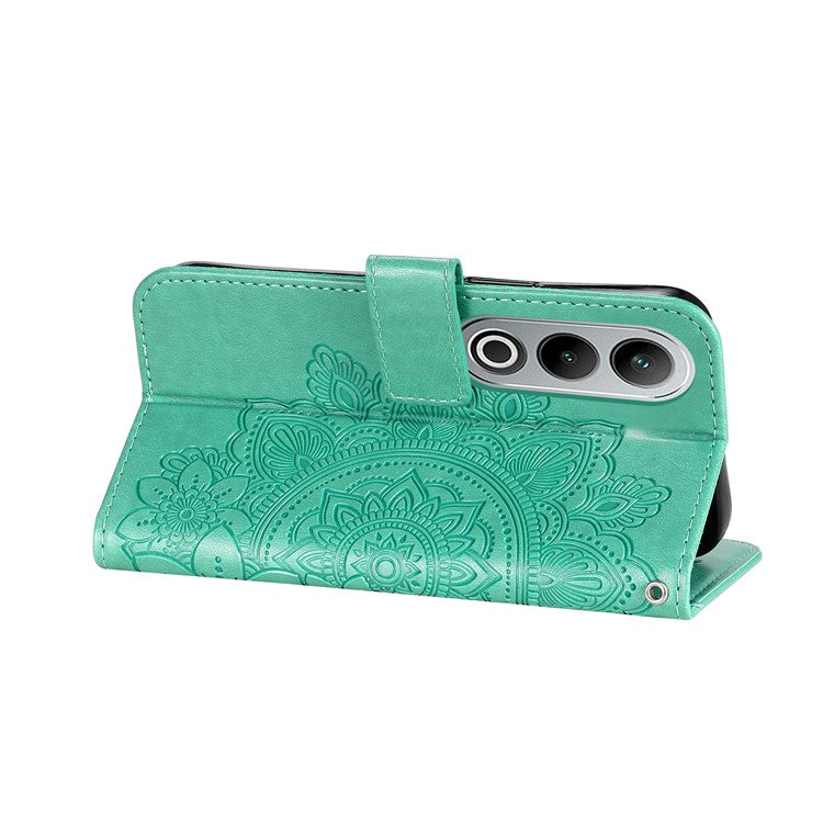 For OnePlus Nord CE4 5G / Oppo K12 Case Flower PU Leather Phone Cover with Wallet Stand - Green