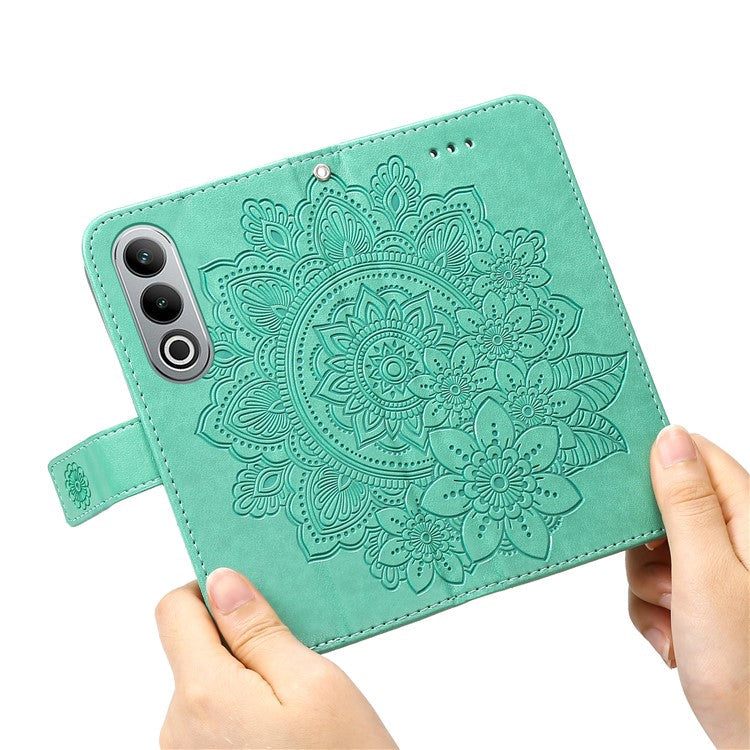 For OnePlus Nord CE4 5G / Oppo K12 Case Flower PU Leather Phone Cover with Wallet Stand - Green
