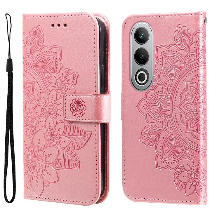 For OnePlus Nord CE4 5G / Oppo K12 Case Flower PU Leather Phone Cover with Wallet Stand - Pink
