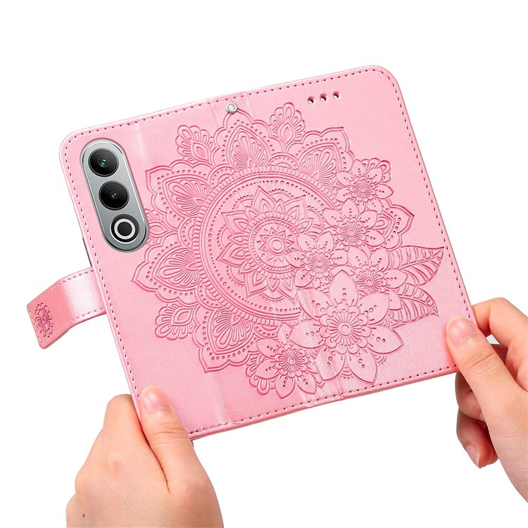 For OnePlus Nord CE4 5G / Oppo K12 Case Flower PU Leather Phone Cover with Wallet Stand - Pink