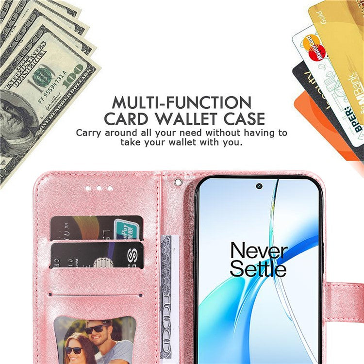 For OnePlus Nord CE4 5G / Oppo K12 Case Flower PU Leather Phone Cover with Wallet Stand - Pink
