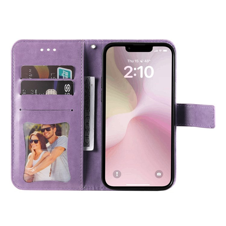 For iPhone 16e Leather Wallet Case Flower Pattern Mobile Accessories Wholesale - Purple