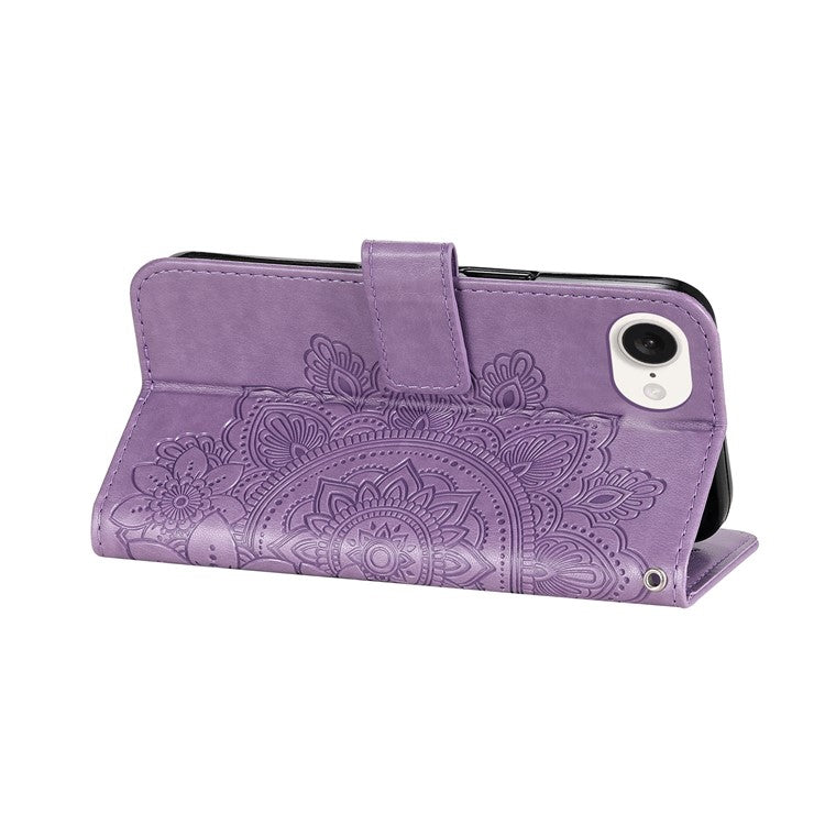 For iPhone 16e Leather Wallet Case Flower Pattern Mobile Accessories Wholesale - Purple