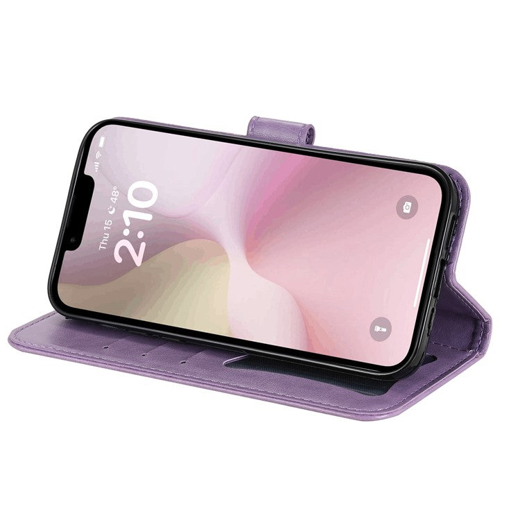 For iPhone 16e Leather Wallet Case Flower Pattern Mobile Accessories Wholesale - Purple