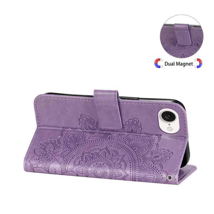 For iPhone 16e Leather Wallet Case Flower Pattern Mobile Accessories Wholesale - Purple