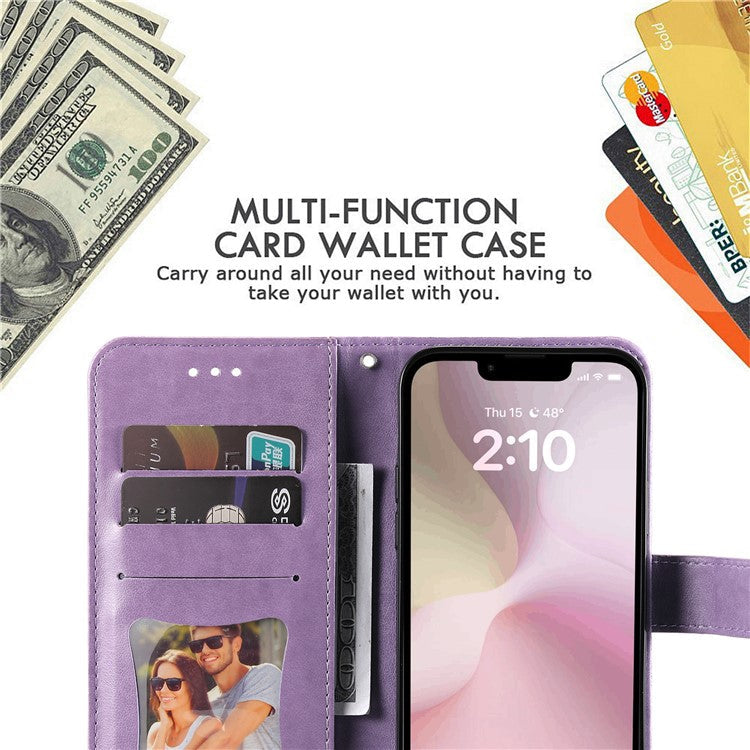 For iPhone 16e Leather Wallet Case Flower Pattern Mobile Accessories Wholesale - Purple